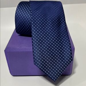 HUGO BOSS Navy and Light Blue Dotted 100% SILK Tie